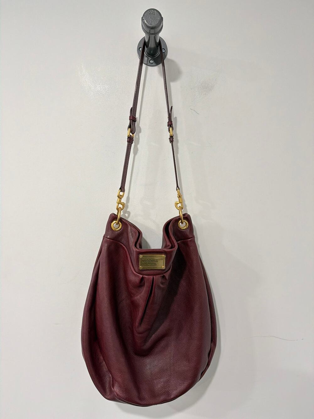 Marc Jacobs Leather Hobo Bag Maroon Purple Color